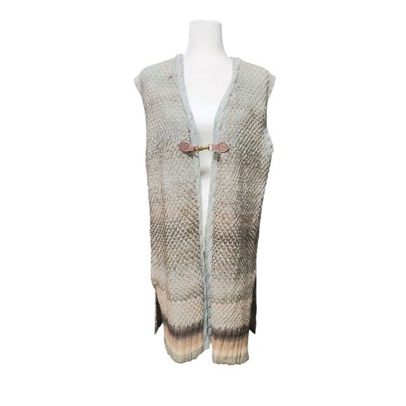 Simply Noelle Jackets & Blazers - NEW Simply Noelle Knit Vest Long Open Women's Cardigan NWT Cream Ombre Size L XL